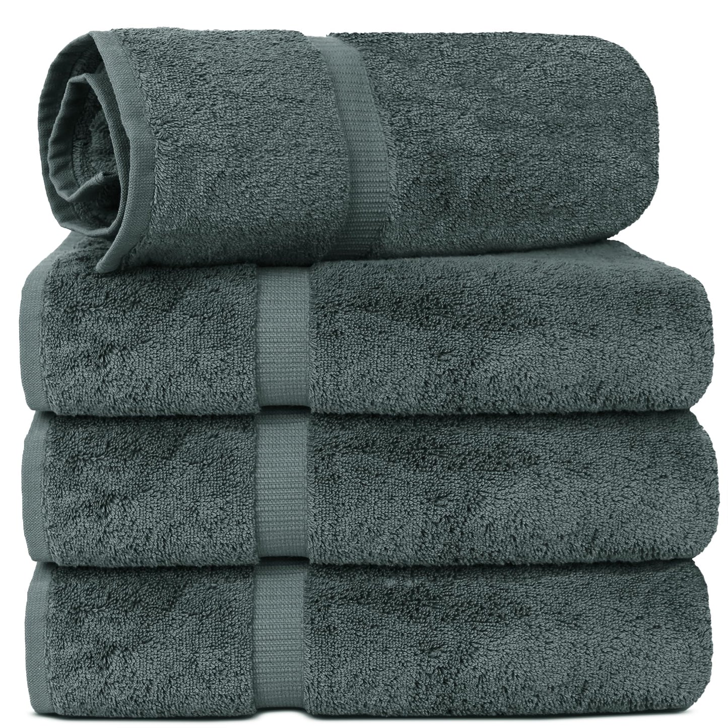 Chakir Turkish Linens | Hotel & Spa Quality 100% Cotton Premium Turkish Towels | Soft & Absorbent (4-Piece Bath Towels, Dark Gray)