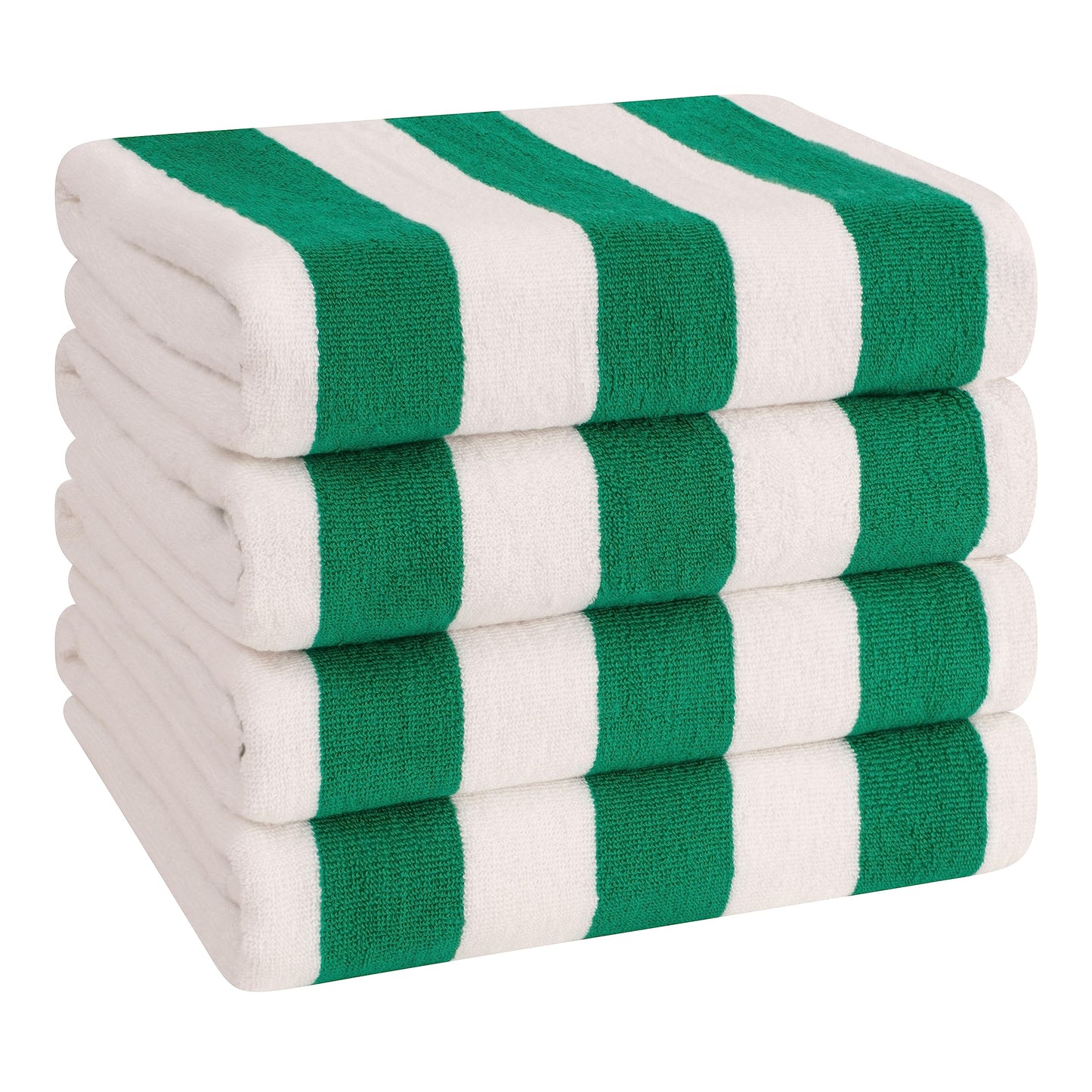 American Soft Linen Cabana Striped Beach Towels, 30x60 inch 4 Piece Oversize Pool Towels, Quick Drying Sand Free Swim Towels, Sage Green