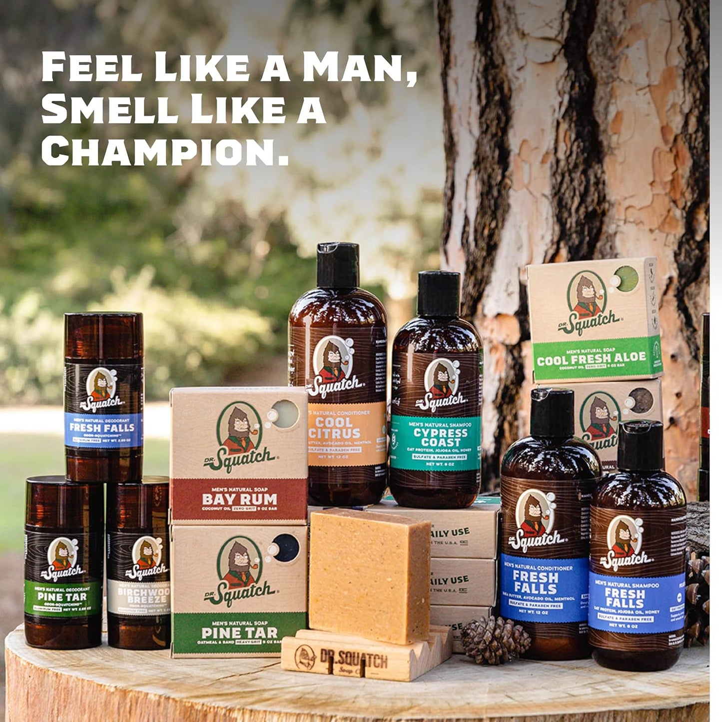 Dr. Squatch Natural Bar Soap for Men - Cold Process Soap with No Harsh Chemicals - Rainforest Rapids, Wood Barrel Bourbon, Coconut Castaway & Cedar Citrus (5 oz, 4-Pack)
