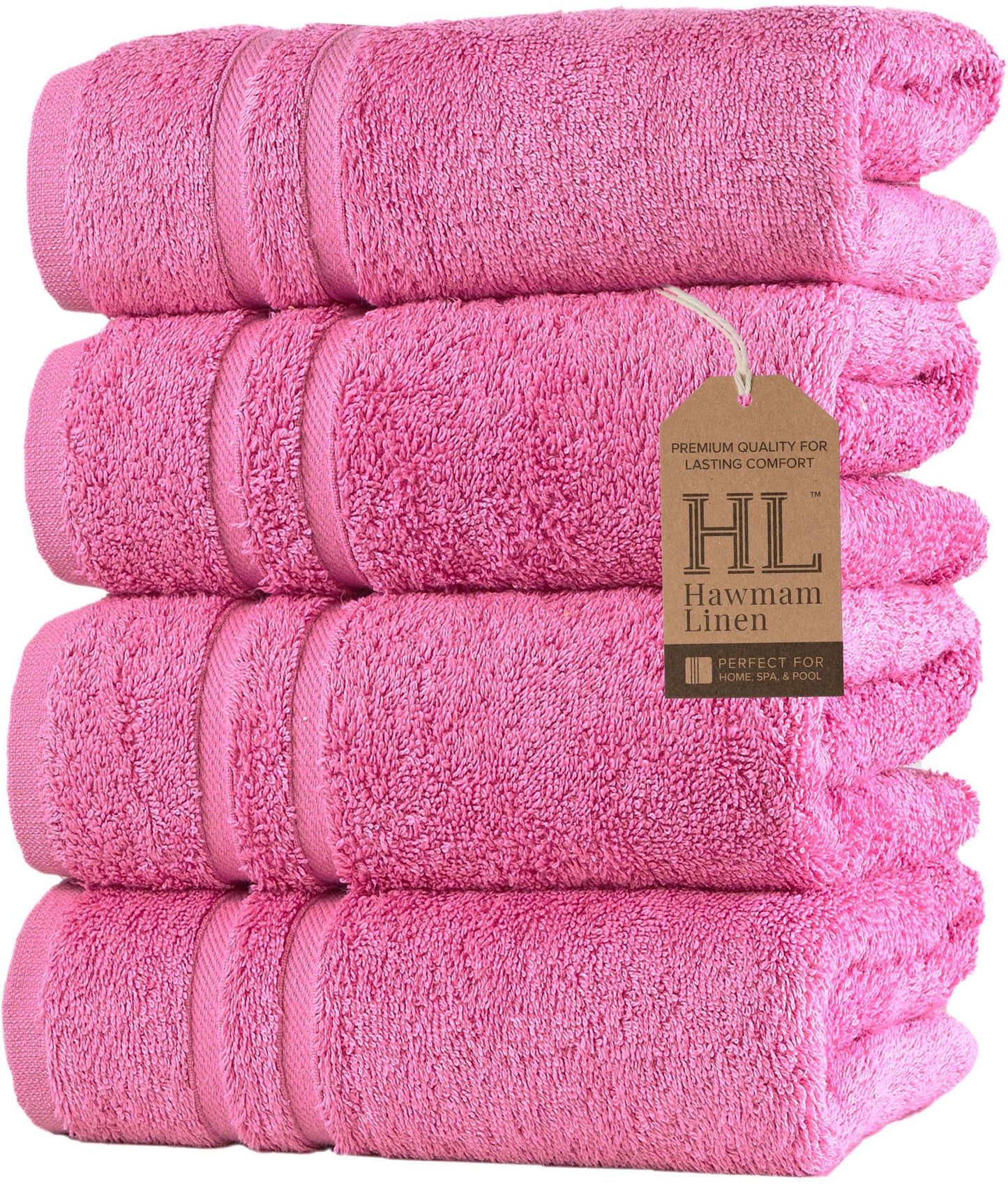 Hawmam Linen Coral Orange Bath Towels 4 Pack Soft and Absorbent, Premium Quality Perfect for Daily Use 100% Cotton Towel 600 GSM