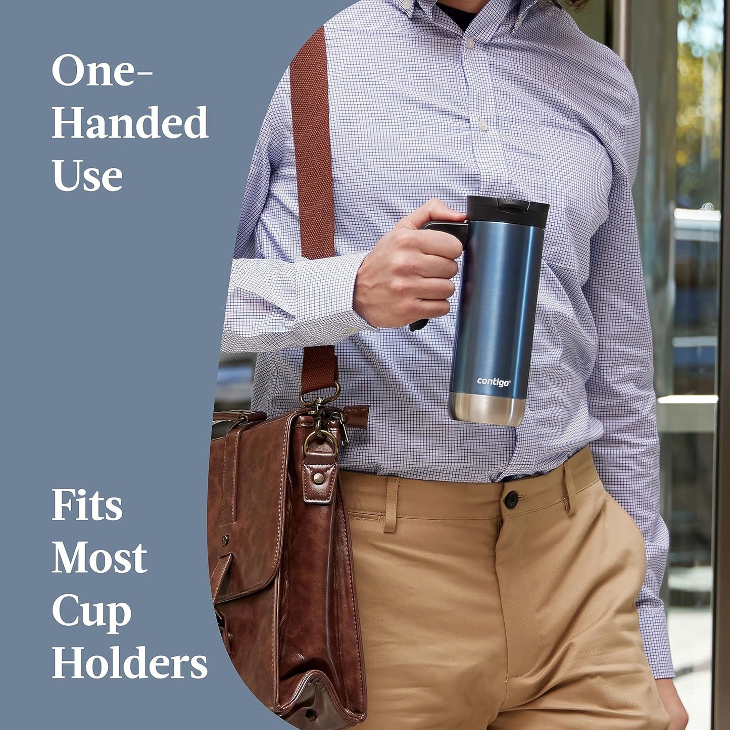 Contigo Superior 2.0 Stainless Steel Travel Mug with Handle Leak-Proof Lid Double-Wall Insulation for Hot & Cold Beverages 20oz Dark Ice Ideal for Commuting and Travel