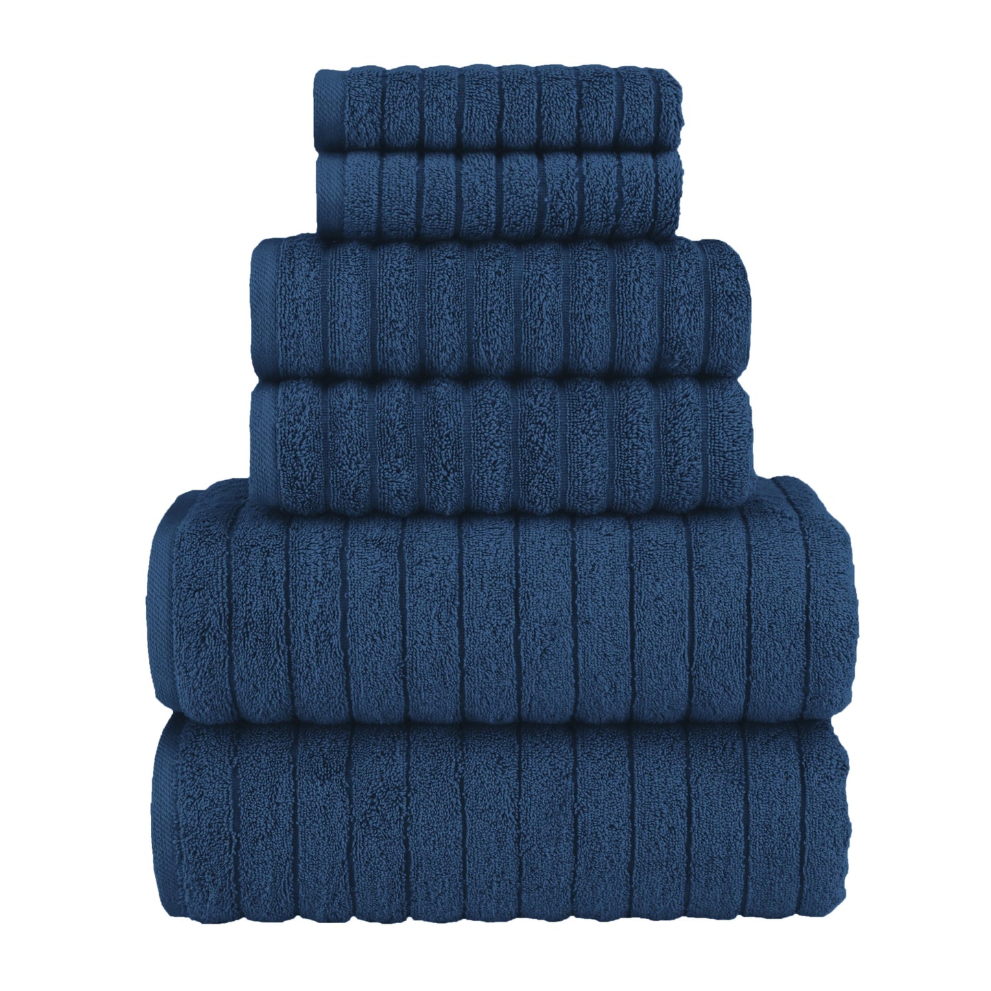 Elegant Comfort 100% Turkish Cotton Corduroy Ribbed Luxury Bath Towels 6-Piece Set, Premium Feel - Quick Dry, Highly Absorbent, Contains 2 Bath Towels, 2 Hand Towels, and 2 Washcloths, Coral