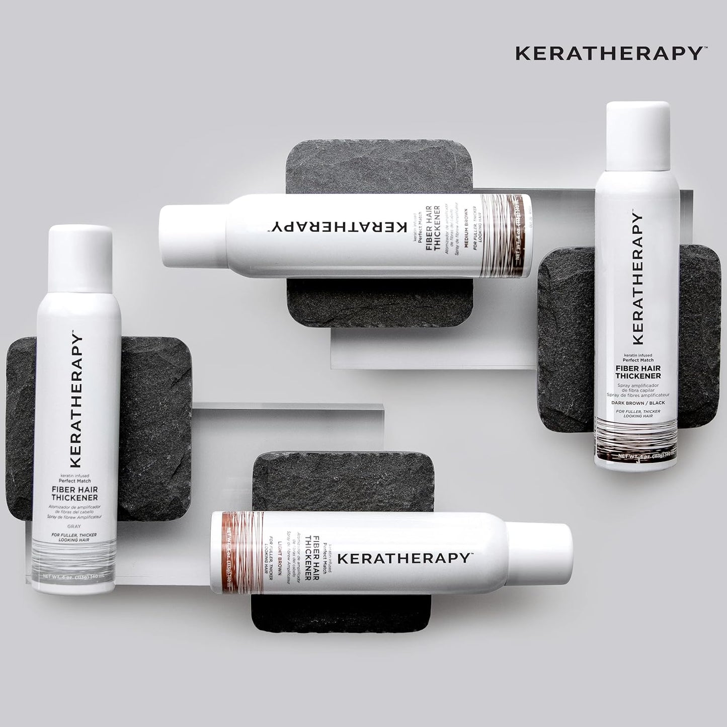 Keratherapy Keratin Infused Perfect Match Fiber Hair Thickener Spray, Dark Brown to Black, 4 fl. oz., 140 ml - Volumizing, Thickening, & Concealing Hairspray for Scalp Coverage, Roots & Thinning Areas