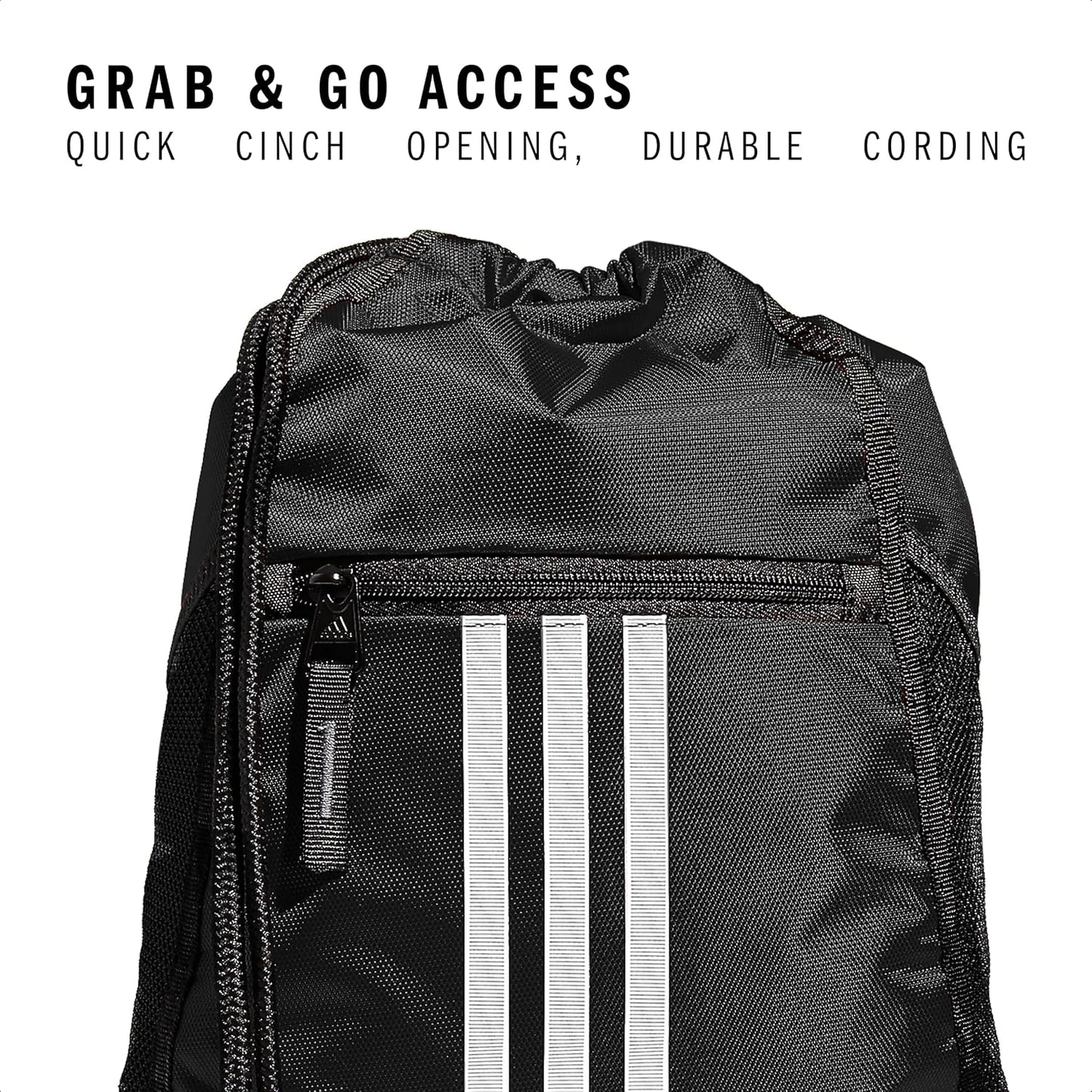 adidas Alliance Sackpack, Drawstring Backpack, Lightweight Small Gym Bag for Women and Men, Black, One Size