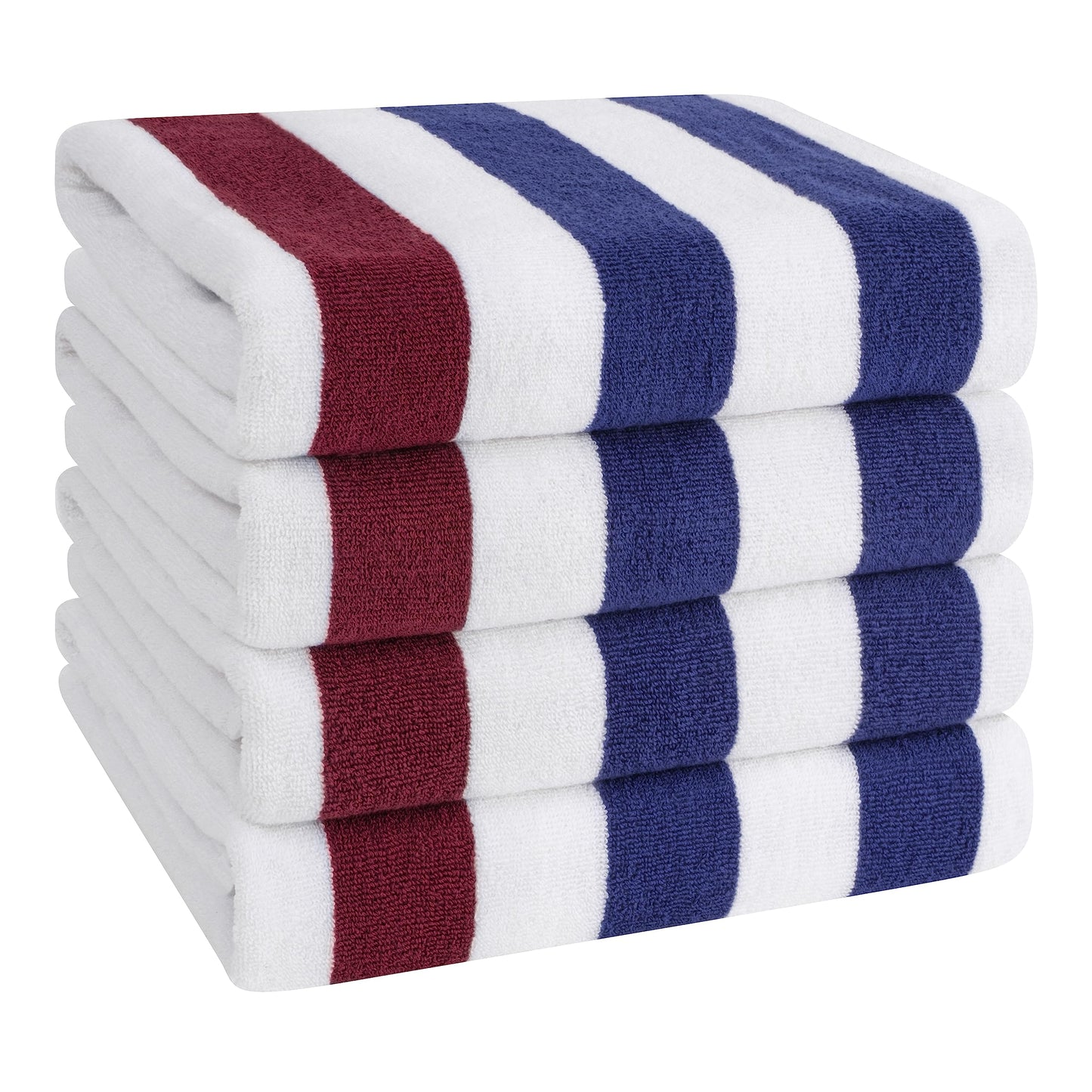 American Soft Linen Cabana Striped Beach Towels, 30x60 inch 4 Piece Oversize Pool Towels, Quick Drying Sand Free Swim Towels, Orange
