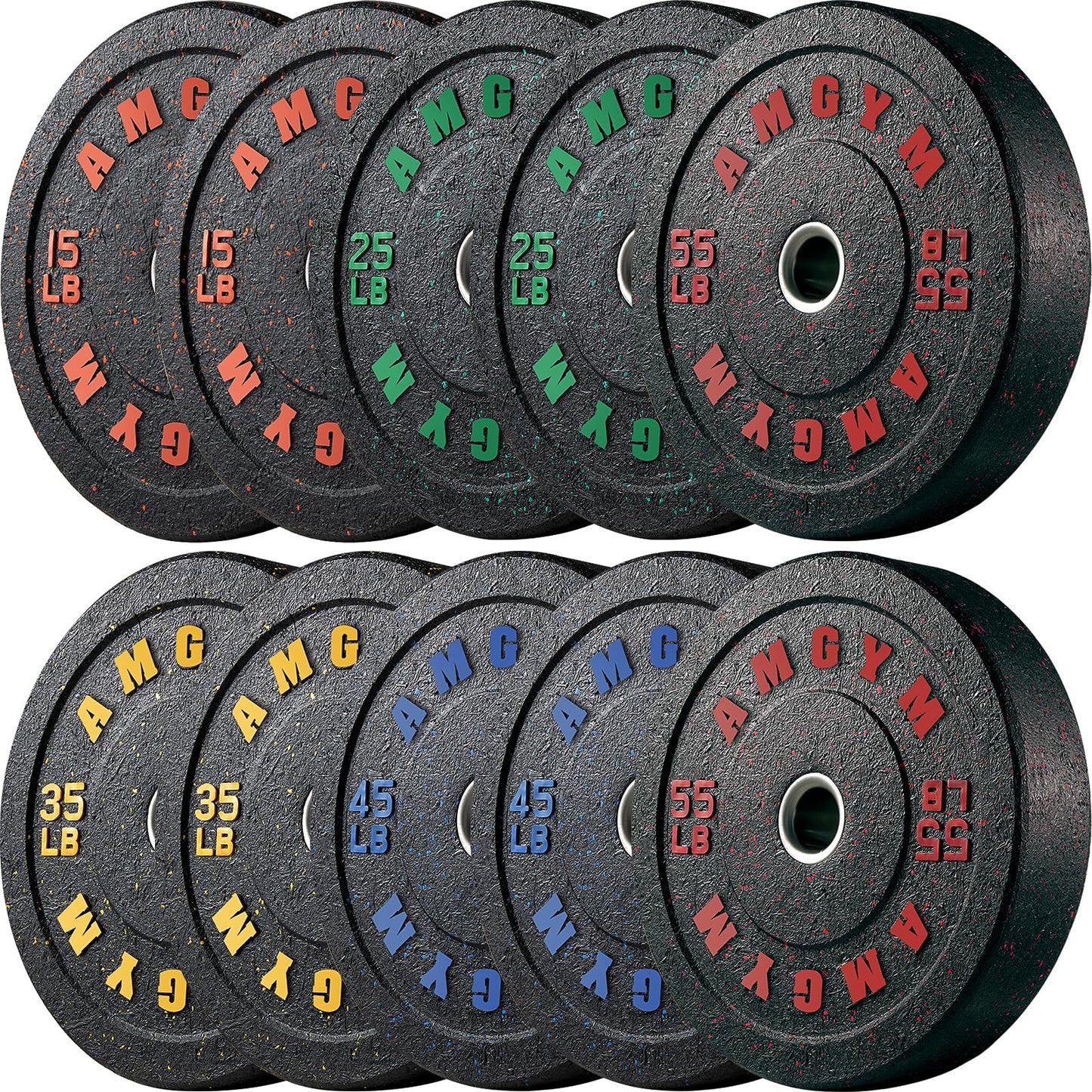 2 Inch Bumper Plates,10-500lbs,Barbell Rubber Olympic Weight Plates Set for Home Gym, Strength Training & Weight Lifting, Multiple Options Colors
