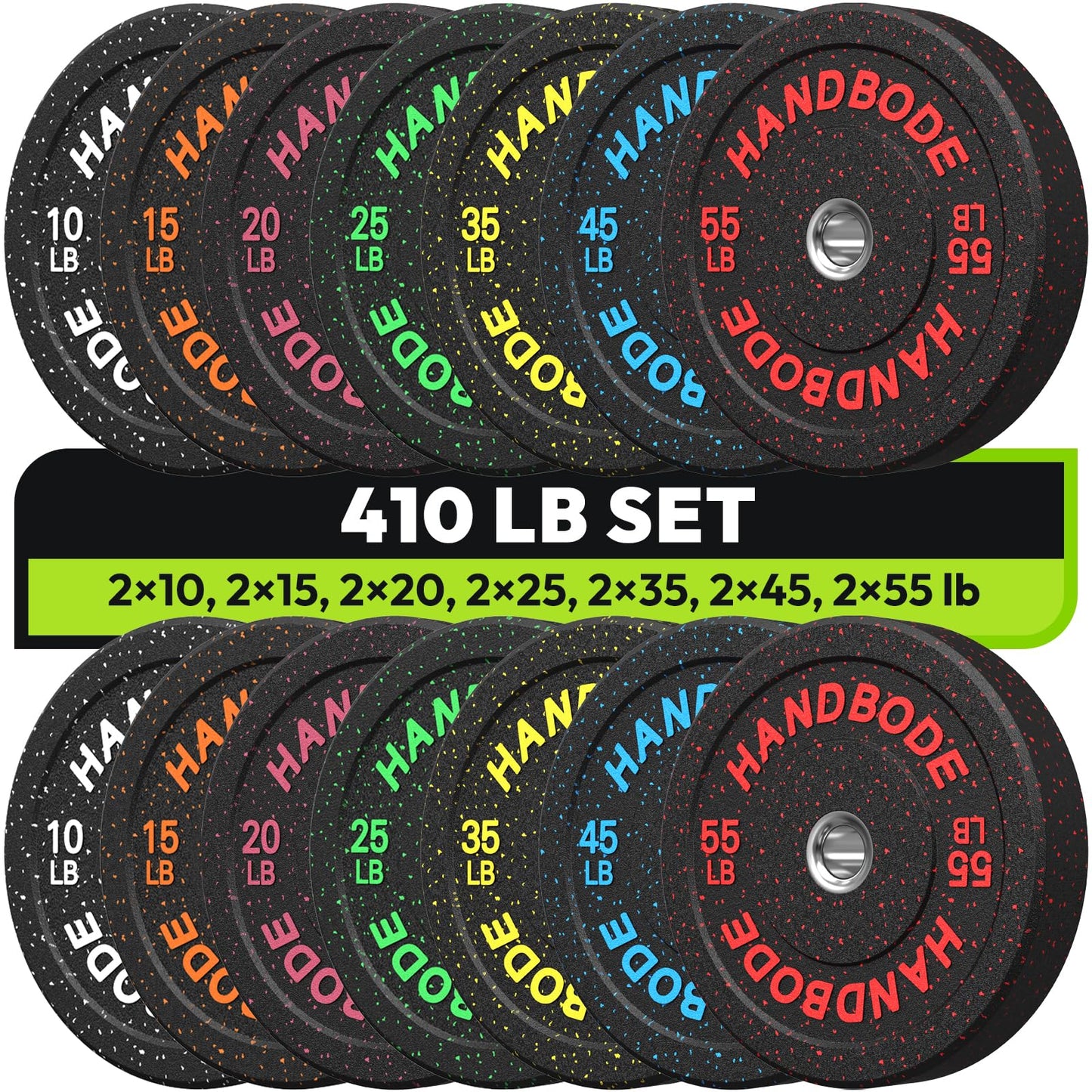2-Inch Bumper Plates High Bounce, Olympic Weight Plate Set 45/100/160/190/260/300lb, Barbell Weight Plates Set for Home Gym, Colored Weights Rubber Strength Training Plate for Weight Lifting