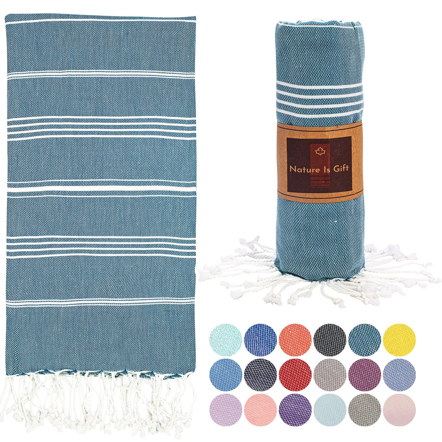 Beach Towel 100% Cotton Turkish Beach Towel Adult 38x70 Inch Pre-washed Absorbent Extra Large|Sand Free Quick Dry BathTowels|Lightweight Blanket|Travel Cruise Camping Spa Gym Yoga Sports Towel|Yellow