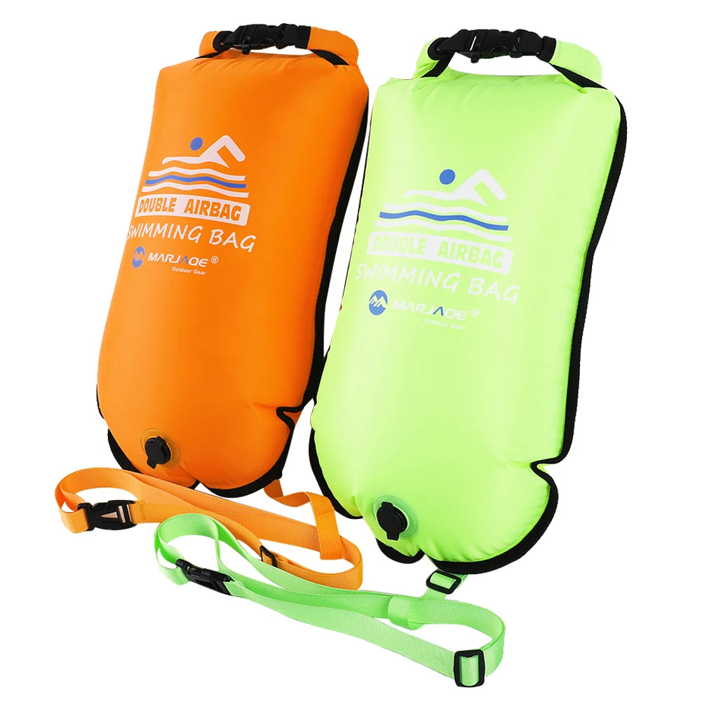 PVC Swimming Bucket Dry Bag Tow Float Dry Bag Double Air Bag Waterproof Double AirBags For Swimming Pool Open Water Sport Tools