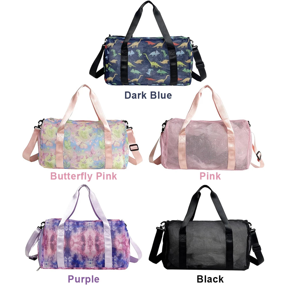 Mesh Travel Duffle Bag Luggage Bag with Shoe Compartment Fitness Messenger Bag Dry Wet Separation Large Capacity for Yoga Sports