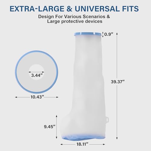 Waterproof Cast Covers for Shower Leg - Extra-Large Cast Protector for Adult with Non-Slip Bottom，Reusable Sleeve, Wound Cover For Bandage, Knee Brace, Foot Boot Shower & Swimming After Surgery
