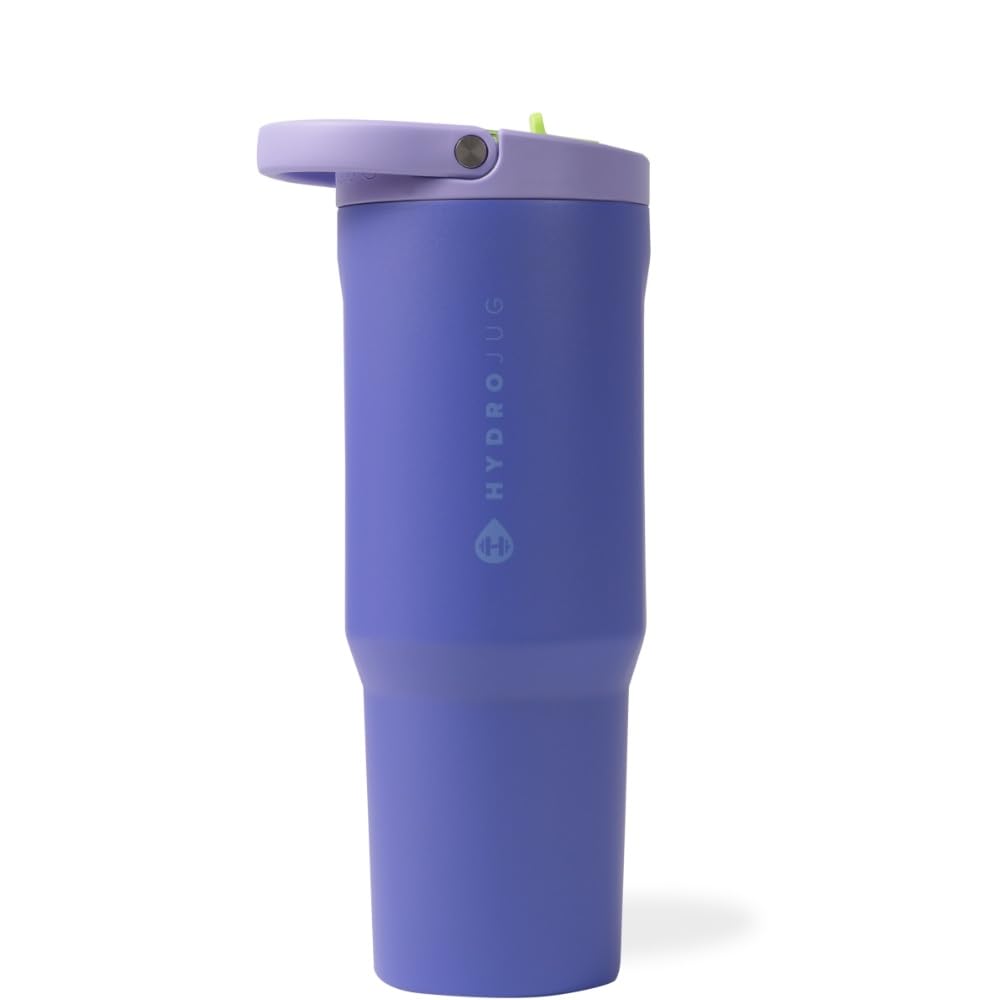 HydroJug Sport - Stainless Steel Tumbler with Straw, Vacuum Insulated, 32oz Leakproof Water Bottle, Ergonomic Design, Reusable, Dishwasher Safe, Rubber Base, Durable for Gym or Outdoors, Pink Sand