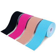 OBTANIM 4 Rolls Waterproof Breathable Kinesiology Tape, Athletic Elastic Kneepad Muscle Pain Relief Knee Taping for Gym Fitness Running Tennis Swimming Football (Black, Skin, Pink, Light Blue)
