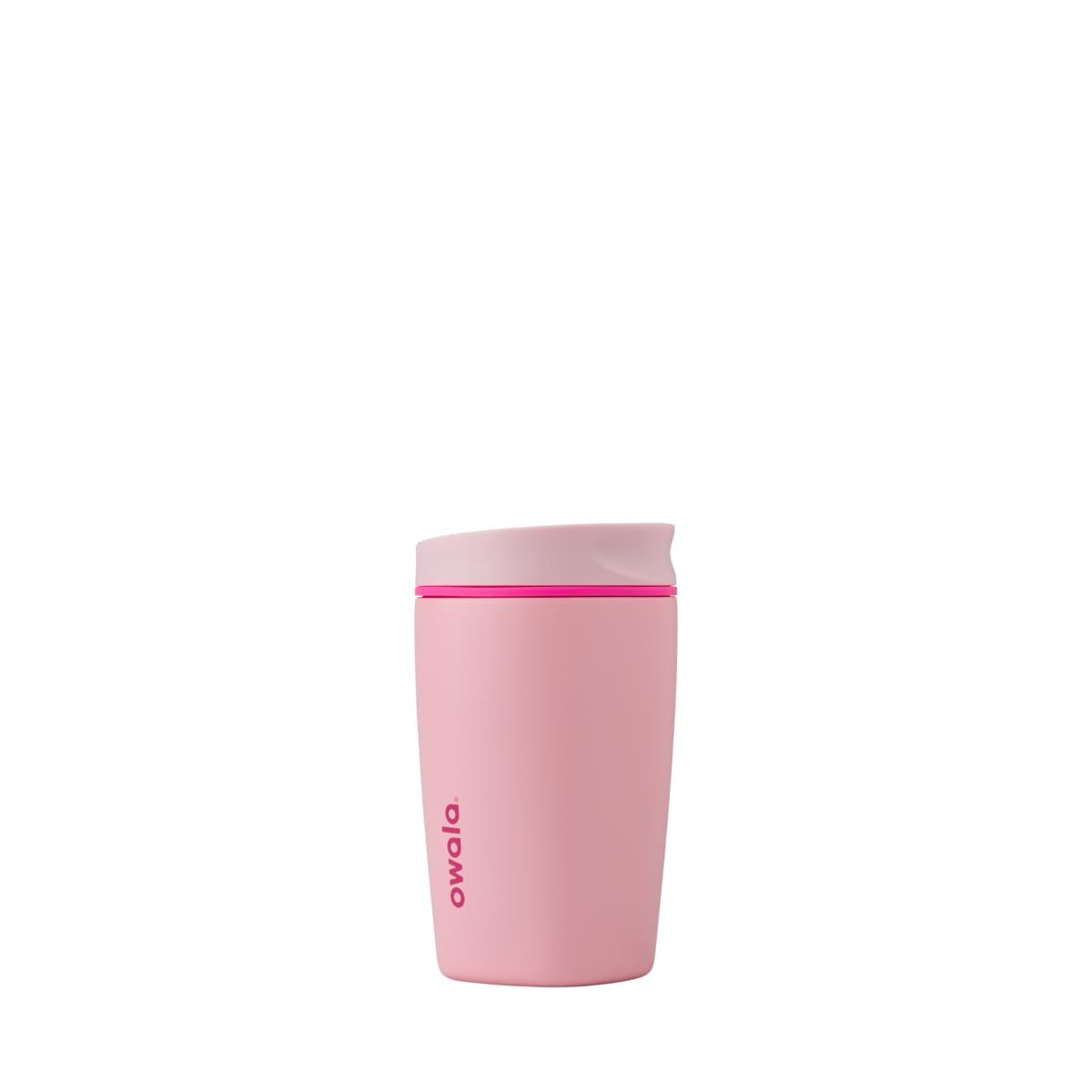 Owala SmoothSip Slider Insulated Stainless Steel Coffee Tumbler, Reusable Iced Coffee Cup, Hot Coffee Travel Mug, BPA Free 12 oz, Tan/White (Vanilla Bean)