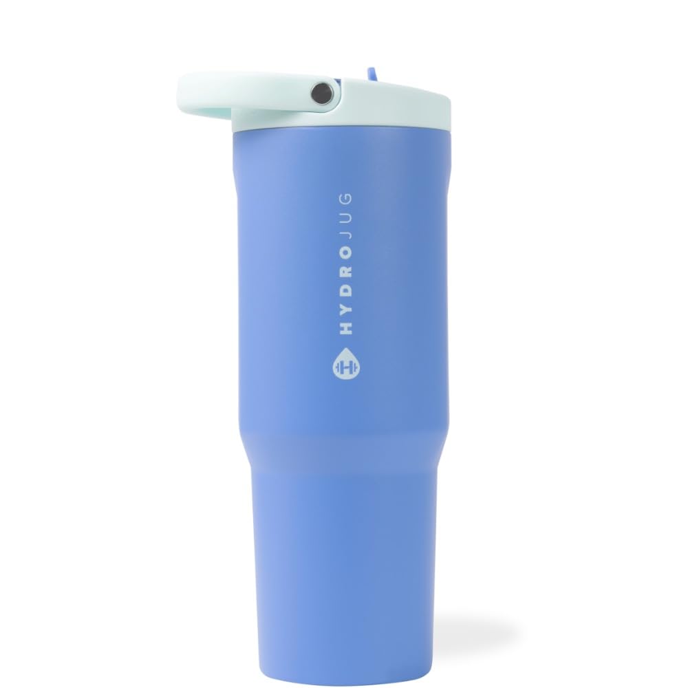 HydroJug Sport - Stainless Steel Tumbler with Straw, Vacuum Insulated, 32oz Leakproof Water Bottle, Ergonomic Design, Reusable, Dishwasher Safe, Rubber Base, Durable for Gym or Outdoors, Pink Sand