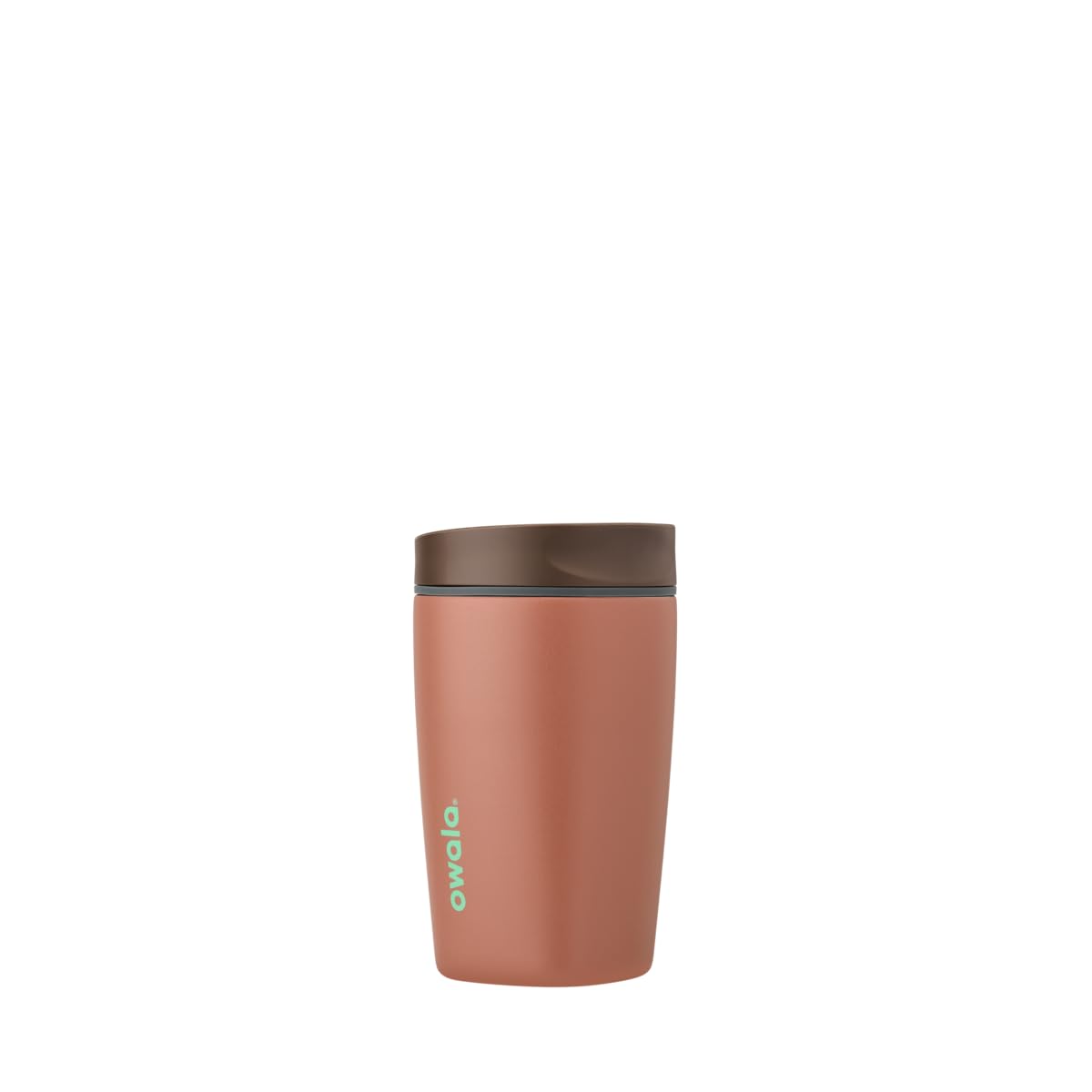 Owala SmoothSip Slider Insulated Stainless Steel Coffee Tumbler, Reusable Iced Coffee Cup, Hot Coffee Travel Mug, BPA Free 12 oz, Tan/White (Vanilla Bean)