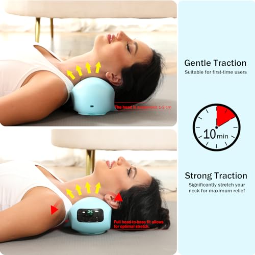 USUIE Red Light Therapy Neck Traction Pillow, Neck Stretcher for Neck Pain Relief, Cervical Traction Device for Tension Headache and Neck Hump Corrector