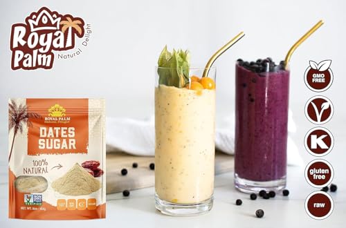 Royal Palm Pure Date Sugar 1 LB | 100% Natural Sweetener | No Added Sugar | Non-GMO | Kosher | Gluten-Free | Healthy Date Sugar for Baking Cooking | Vegan Substitute