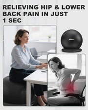 Trideer Exercise Yoga Ball Chair with Base for Home Office Desk, Stability & Fitness Ball Seat to Relieve Back Pain, Home Gym Workout for Abs, Pregnancy Ball with Pump