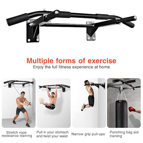 Wall-Mounted Pull-Up Bar – Drill Installation, Home Gym Equipment for Indoor Fitness, Chin-Up Bar for Strength Training, Spine Stretching & Inverted Workouts