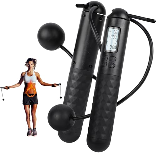 Skipping Rope with Counter, Cordless Jump Rope, Smart Weighted Jump Rope, Adjustable Digital Counting Jump Ropes, Cordless Weighted Jump Rope for Lose Weight, Burn Calories