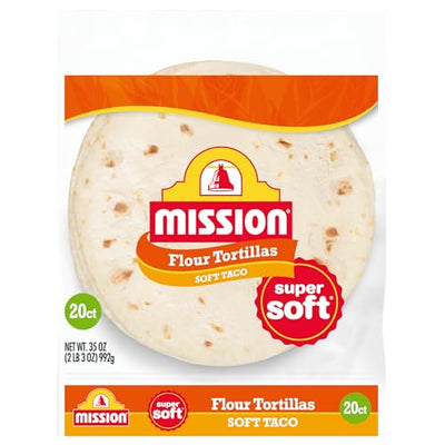 Mission Soft Taco Flour Tortillas, Small Size, 20 Count, Trans Fat Free
