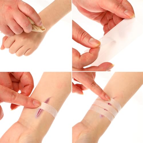 Skin Wound Closure Tape 24pcs Wound Suture Closure Strips Emergency Wound Closure Device Laceration Closure Kit Repair Wounds Without Stitches 12x100mm