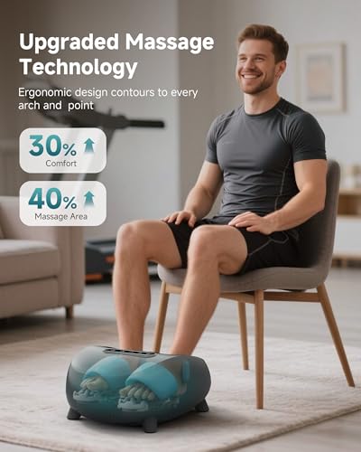 Snailax Foot Massager with Heat and Compression, Shiatsu Foot Massager for Neuropathy and Plantar Fasciitis, Deep Kneading, Rolling, Remote Control, Fits up to Size 14, Gifts