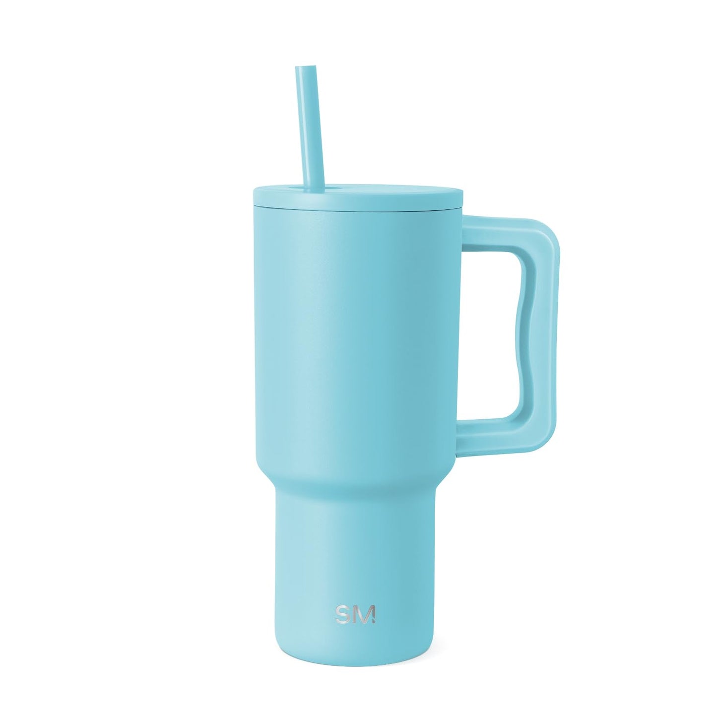 Simple Modern 40 oz Trek Tumbler with Handle and Straw Lid | Cup Holder Friendly Insulated Stainless Steel Travel Mug | Blue Dune