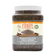 Pride Of India Natural Black Chia Seeds - Ideal Smoothie Ingredient & Salad Topping - Omega 3 Source, High Fiber Superfood & Protein Rich Seed - 1.25 Pound (20oz) Jar