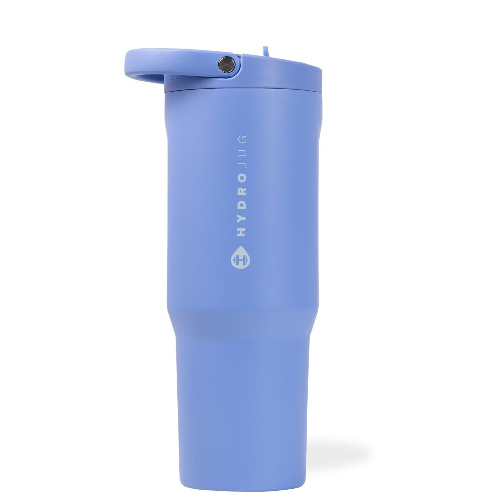 HydroJug Sport - Stainless Steel Tumbler with Straw, Vacuum Insulated, 32oz Leakproof Water Bottle, Ergonomic Design, Reusable, Dishwasher Safe, Rubber Base, Durable for Gym or Outdoors, Pink Sand