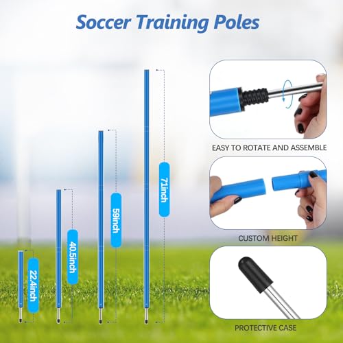 Soccer Agility Training Poles Equipment |Adjustable Soccer Equipment for Training Includes 6 Flexible Agility Poles