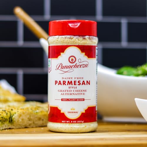 Panacheeza Plant Based Grated Parmesan Style Original - Vegan, with Bold Flavor for Pastas, Pizzas, Vegetables, Salads, and more - Shelf Stable - 8oz