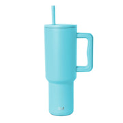 Simple Modern 40 oz Trek Tumbler with Handle and Straw Lid | Cup Holder Friendly Insulated Stainless Steel Travel Mug | Blue Dune