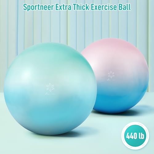 Sportneer Extra Thick Exercise Ball - 25.6''Yoga Ball with Quick Pump - Anti-Burst and Slip Resistant Fitness Ball Chair for Pregnancy and Physical Therapy