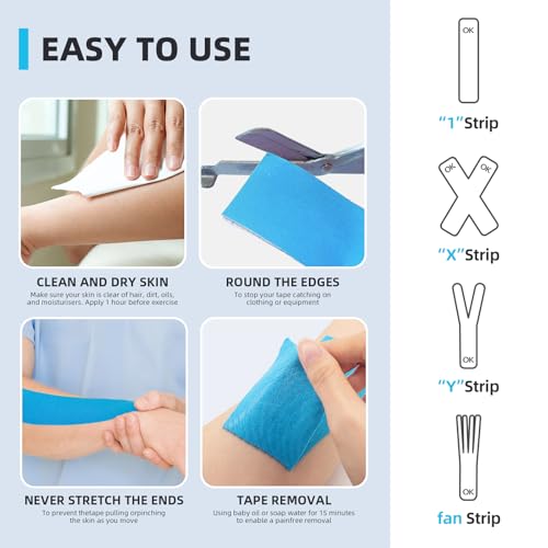 OK TAPE Kinesiology Tape 10 inches Precut, 20 Strips, Cotton Elastic Athletic Tape Latex Free, 2in x 16ft, Black