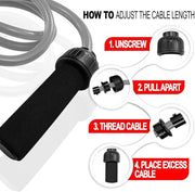 Weighted Jump Rope Workout (1LB) - Tangle-Free Ball Bearing Speed Skipping Rope for MMA Boxing Weight-loss Crossfit Fitness Home Exercise - Adjustable Rope Foam Handles for Men Women Cardio Training