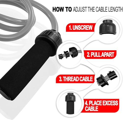 Weighted Jump Rope Workout (1LB) - Tangle-Free Ball Bearing Speed Skipping Rope for MMA Boxing Weight-loss Crossfit Fitness Home Exercise - Adjustable Rope Foam Handles for Men Women Cardio Training