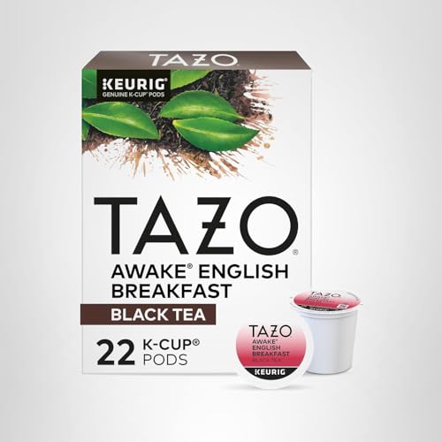 TAZO Awake English Breakfast Tea K-Cups, Bold Traditional Breakfast-Style Black Tea for Health and Wellness, 22 Pods