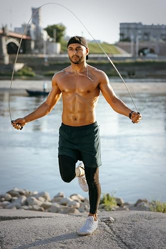 Weighted Jump Rope Workout (1LB) - Tangle-Free Ball Bearing Speed Skipping Rope for MMA Boxing Weight-loss Crossfit Fitness Home Exercise - Adjustable Rope Foam Handles for Men Women Cardio Training