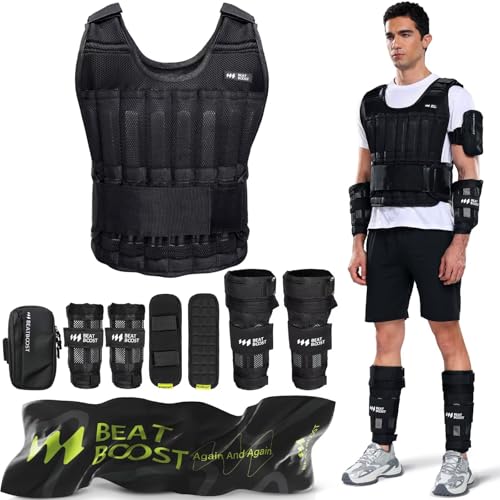 Weighted Vest Men 20lb/30lb/40lb/50lb/60lb Adjustable Weight Vest with Steel Plates Weights for Walking Strength Training Running Workout
