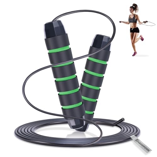 Jump Rope for Women Men Kids, Adjustable Skipping Rope with Ball Bearings, Professional Jumping Rope with Foam Handles, Tangle-Free Rapid Speed Jump Ropes for Fitness Workout Boxing Exercise