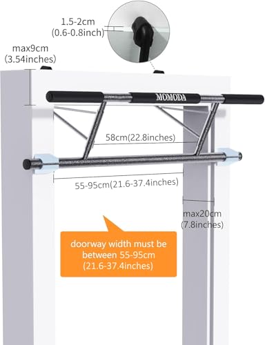 Pull Up Bar Doorway - No Screws Fitness Chin-Up Frame for Home Gym Exercise Multi-Angle Grip - 2025 Folding Upgrade (Fits Almost All Doors)