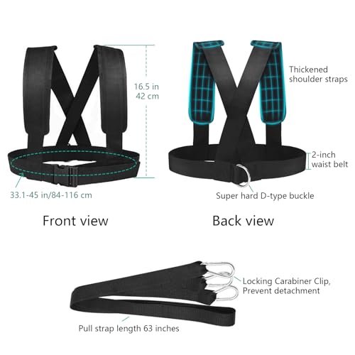 Moricher Weight Sled with Harness, Heavy Duty Fitness Strength Training Sled Workout Sled for Athletic Exercise and Speed, Suitable for 1" and 2" Weight Plates