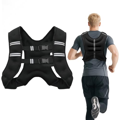 Weighted Vest for Woman Men,6lb/8lb/12lb/16lb/20Lb/25lb Weight Vest with Reflective Stripe Adjustable Buckle Strap Back Pocket Workout Strength Training Walking Jogging Running