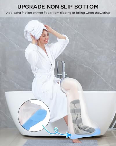 Waterproof Extra Wide Full Leg Cast Cover for Shower with Non-Slip Bottom, Extra Large Watertight Leg Cast Protector for Thigh Foot Ankle Surgery Wounds, Knee Immobilizer/Brace, Walking Boots,Reusable