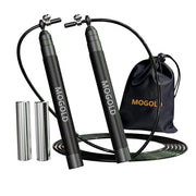 speed jump rope incl. 2 PVC Steel Cables 2.0mm/3.0mm| Ideal for Crossfit, Fitness, Boxing and Easy Double Under | Metal Jump Rope with Weights for Fitness Women and Men Premium Bearing Balls | Carry Pouch&Spare Screws