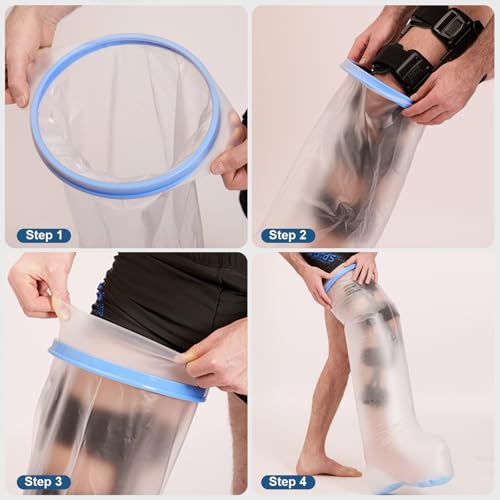 Waterproof Cast Covers for Shower Leg - Extra-Large Cast Protector for Adult with Non-Slip Bottom，Reusable Sleeve, Wound Cover For Bandage, Knee Brace, Foot Boot Shower & Swimming After Surgery