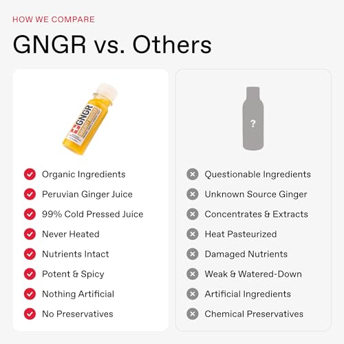 +GNGR Immunity Booster Organic Ginger and Turmeric Shot - Cold Pressed Ginger Shots with Turmeric, Cayenne Pepper, Orange, Lemon for All Natural Immune & Digestive Support (2 Oz, Pack of 12)