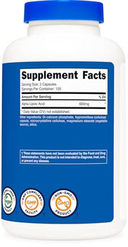 Nutricost Alpha Lipoic Acid 600mg Per Serving, 240 Capsules - Gluten Free, Vegetarian Capsules, Soy Free & Non-GMO